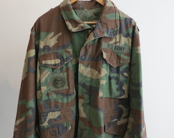 Camoflage Camo Print We'll Defend Vintage US Army Jacket