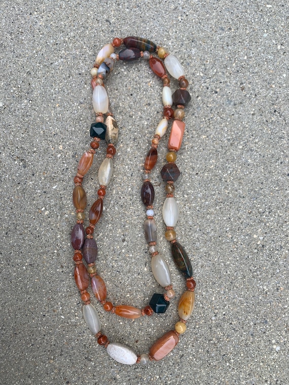 Ethnic Multi Stone Vintage Long Necklace - image 1