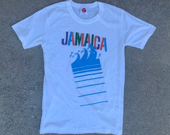 Jamaica Wave White Vintage TShirt Tee Size Small