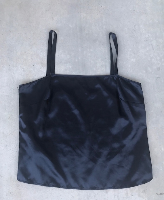 Black Satin Vintage Slip Tank Gem