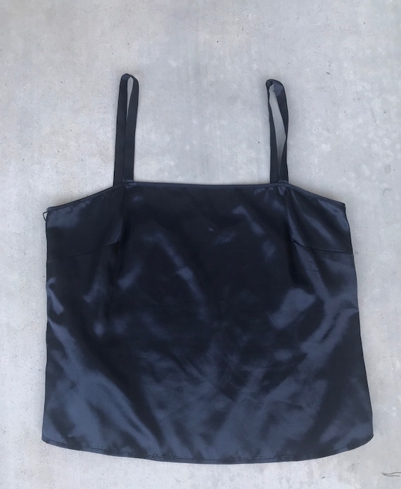 Black Satin Vintage Slip Tank