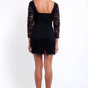 Black Lace 90s Lace Sultry Short Vintage Dress image 3