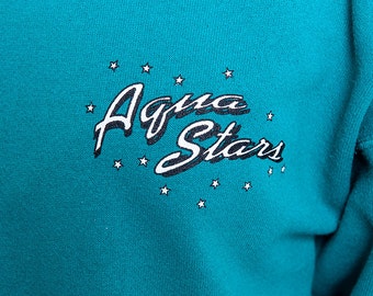 Turquoise Blue Aqua Stars 50/50 Vintage Crewneck Pullover Sweatshirt