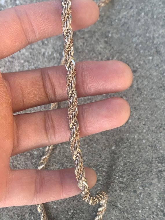 14K Gold Chain Wrapped Sterling Silver Vintage Cha