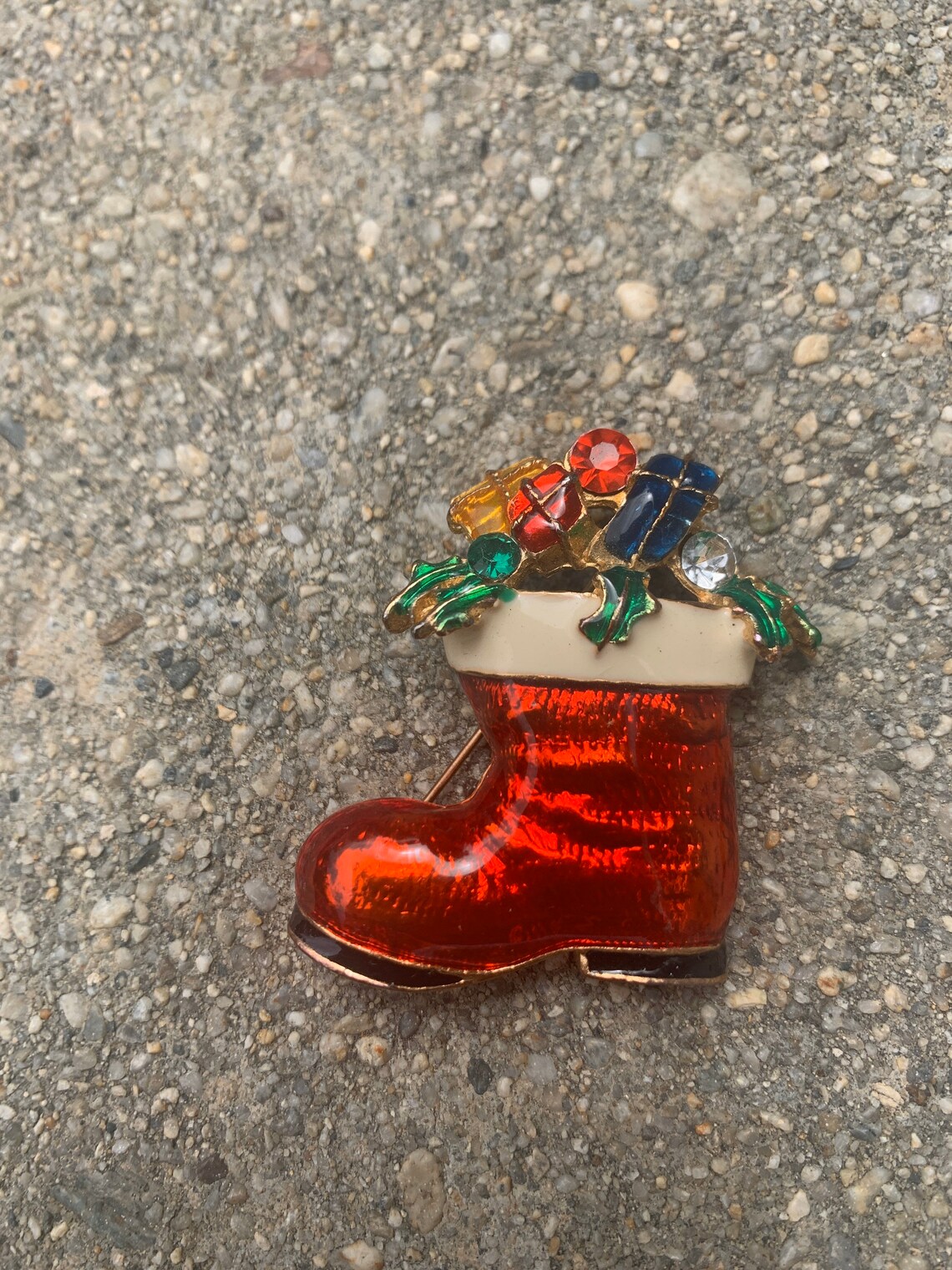 Christmas Stuffed Stocking Filled With Gifts Presents Santa Red Boot