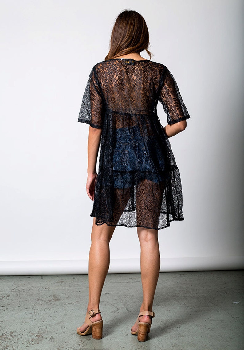 The Black Lace Babydoll Dress Etsy