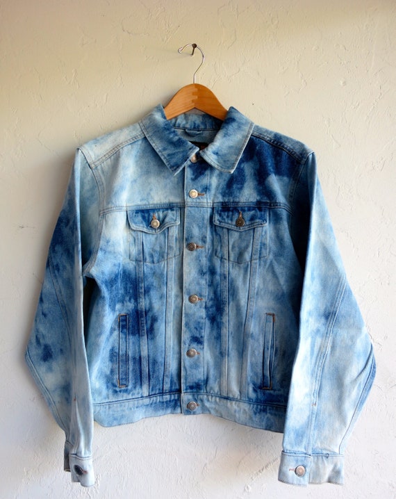 dye tie denim diy jacket Wrangler Tie Hazed Jacket Denim Dye Etsy