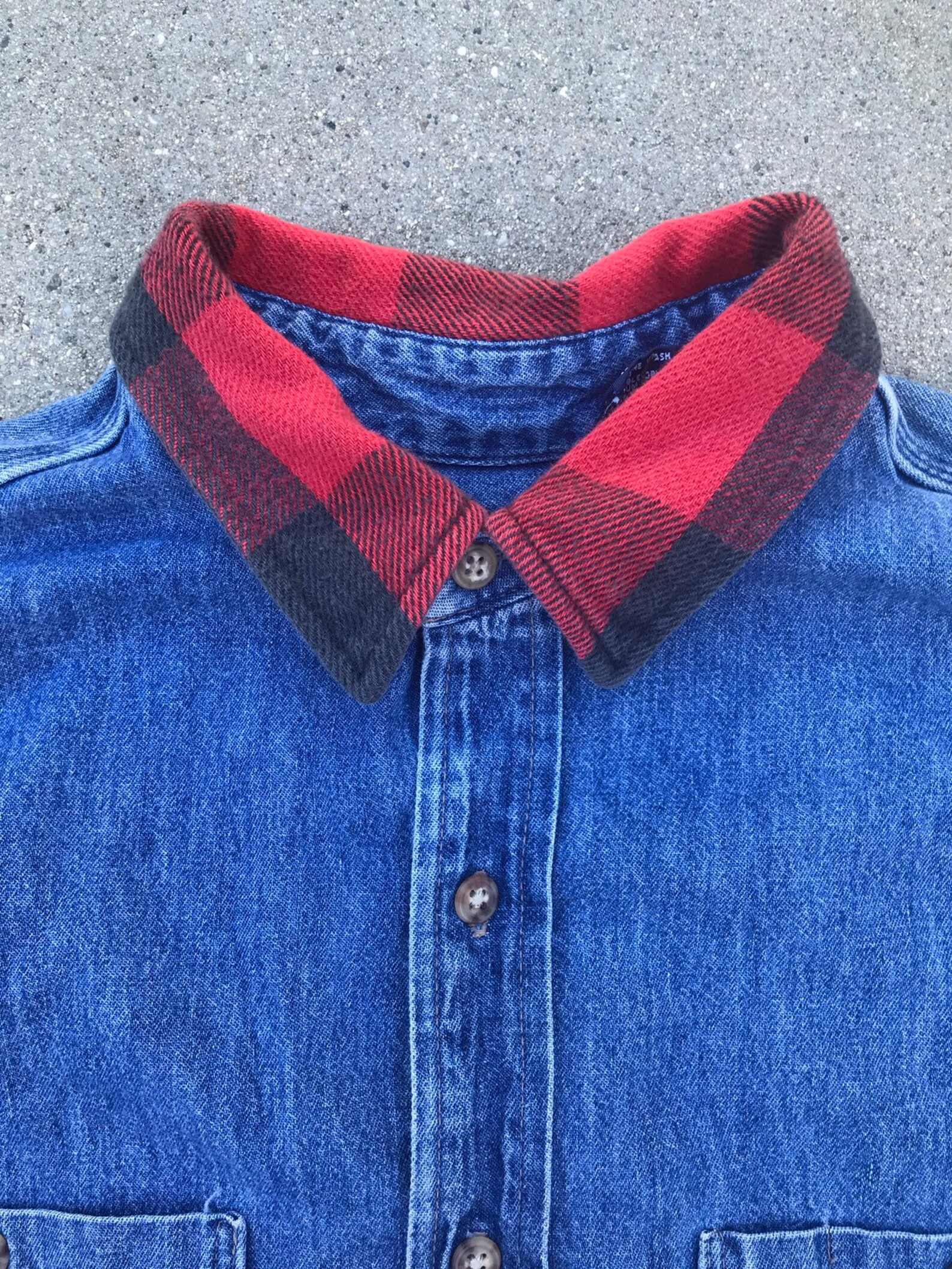 Denim Vintage GAP Flannel Collar Jean Button Up Shirt Etsy