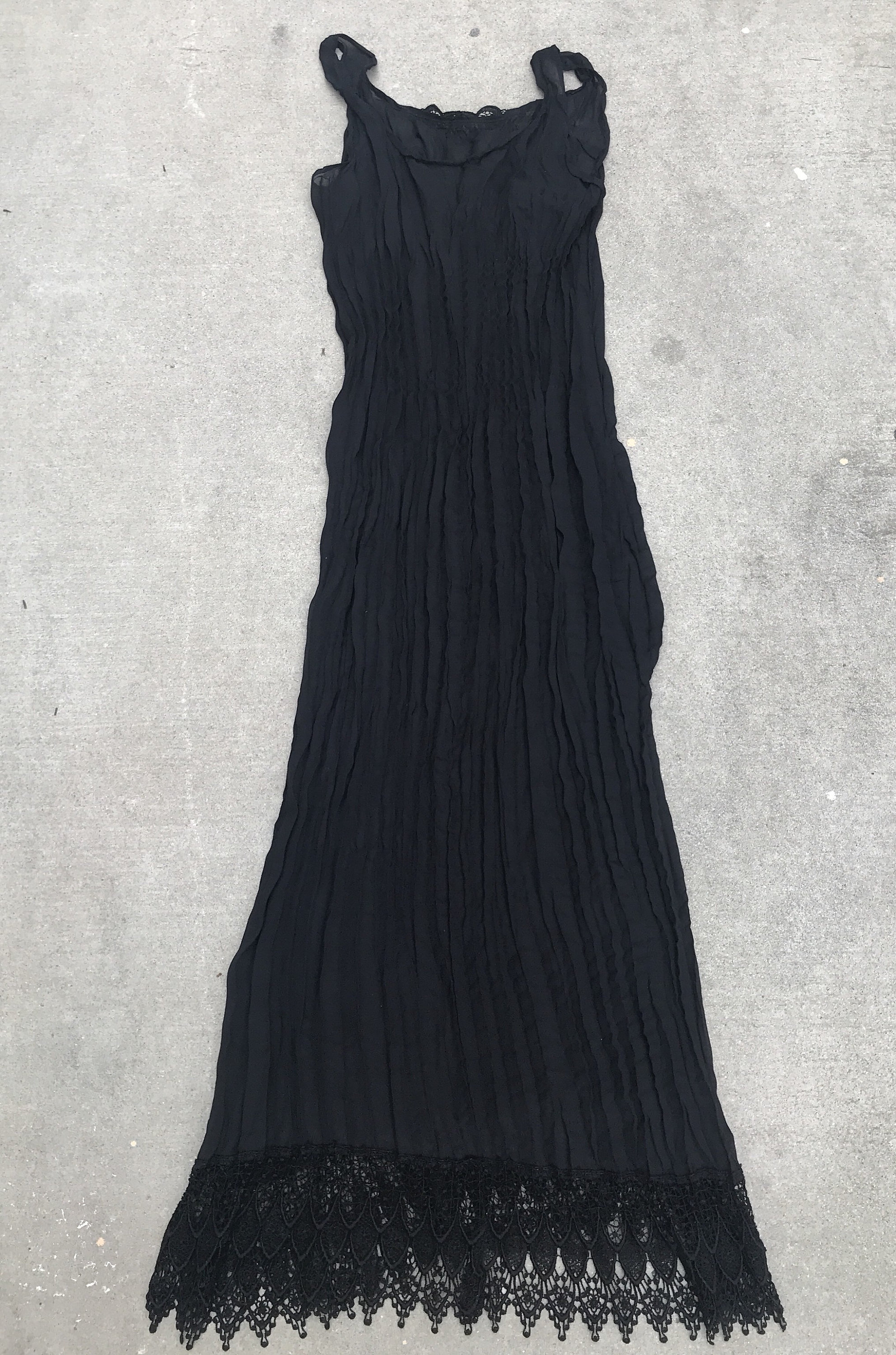 Sheer Crinkly Black Lace Detailed Long Black Dress Size Small - Etsy