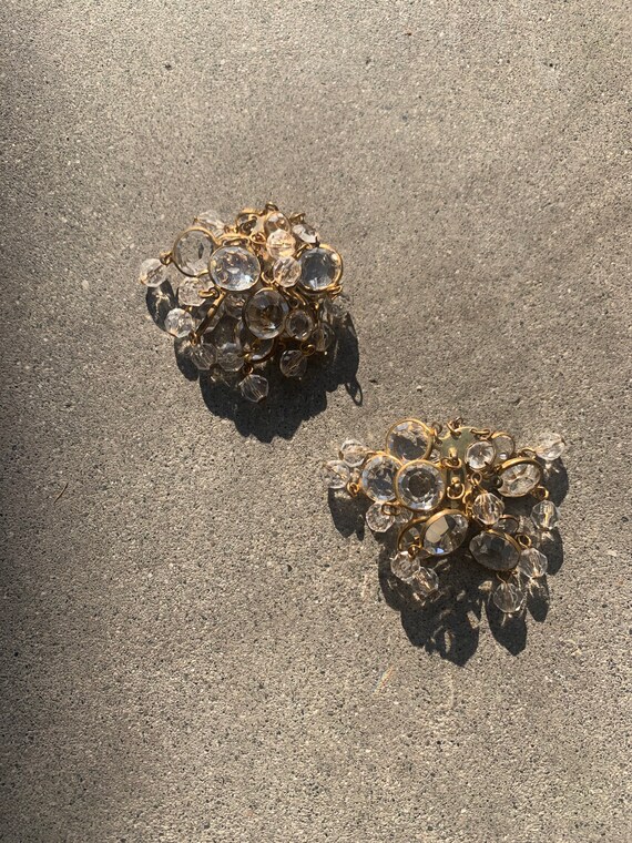 Clear Jeweled Dangle Cluster Drop Sparkle Vintage… - image 4