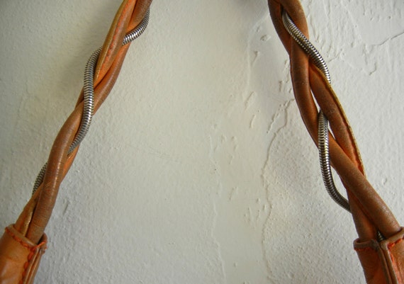 Burnt Orange Vintage Leather Shoulder Bag Purse - image 2