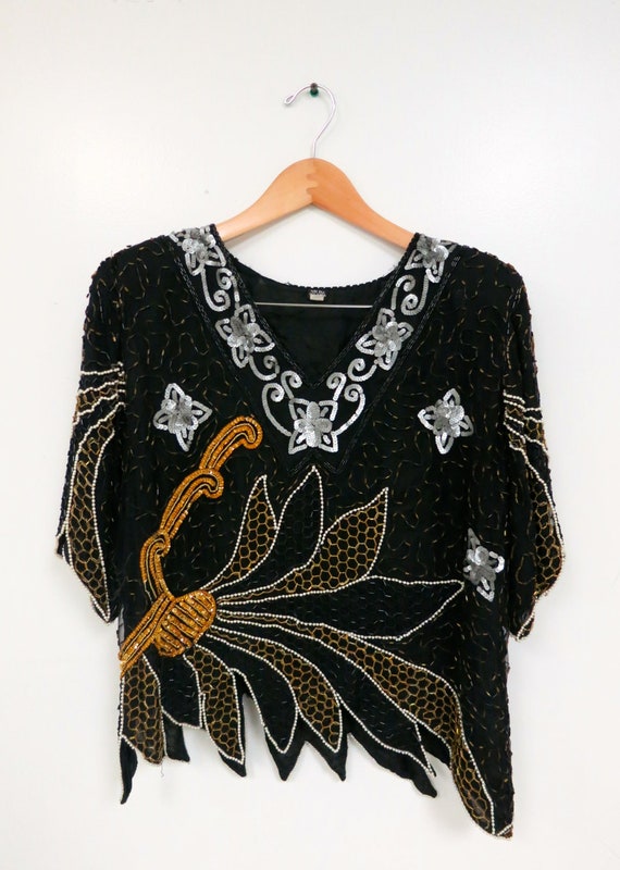 The Black Beaded Sequin Cocktail Tunic