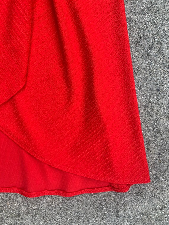 Lipstick Red Deep V Slip Vintage Mid Length Wrap … - image 7