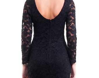 Vintage 90s Lace Little Black Dress