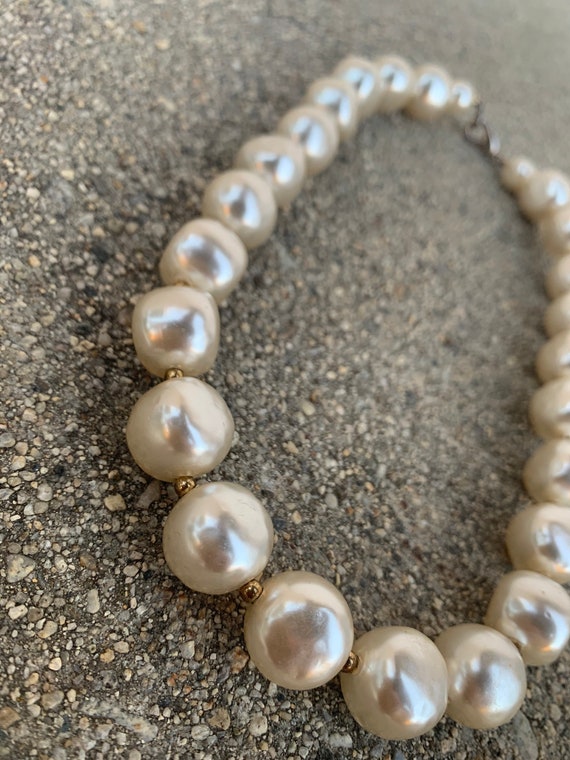 Vintage Large Faux Pearl Single Strand Short Necklace | Etsy