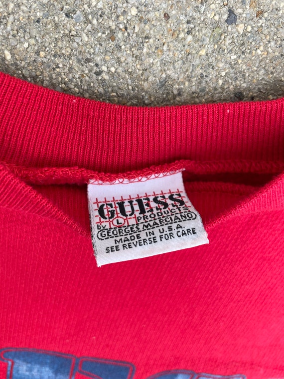 Guess Denim Text on Red Made in USA 50/50 Vintage… - image 9