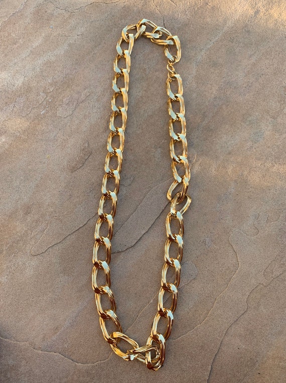 Gold Plated Vintage Long Thick Chain Necklace