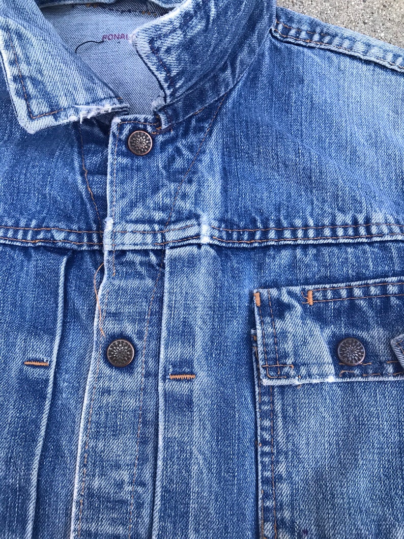 Vintage Medium Wash Denim Jacket Jean Jacket With Pockets Etsy