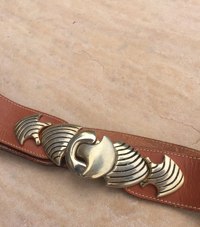 The Vintage Tan Gold Plated Buckle Italian Made Belt