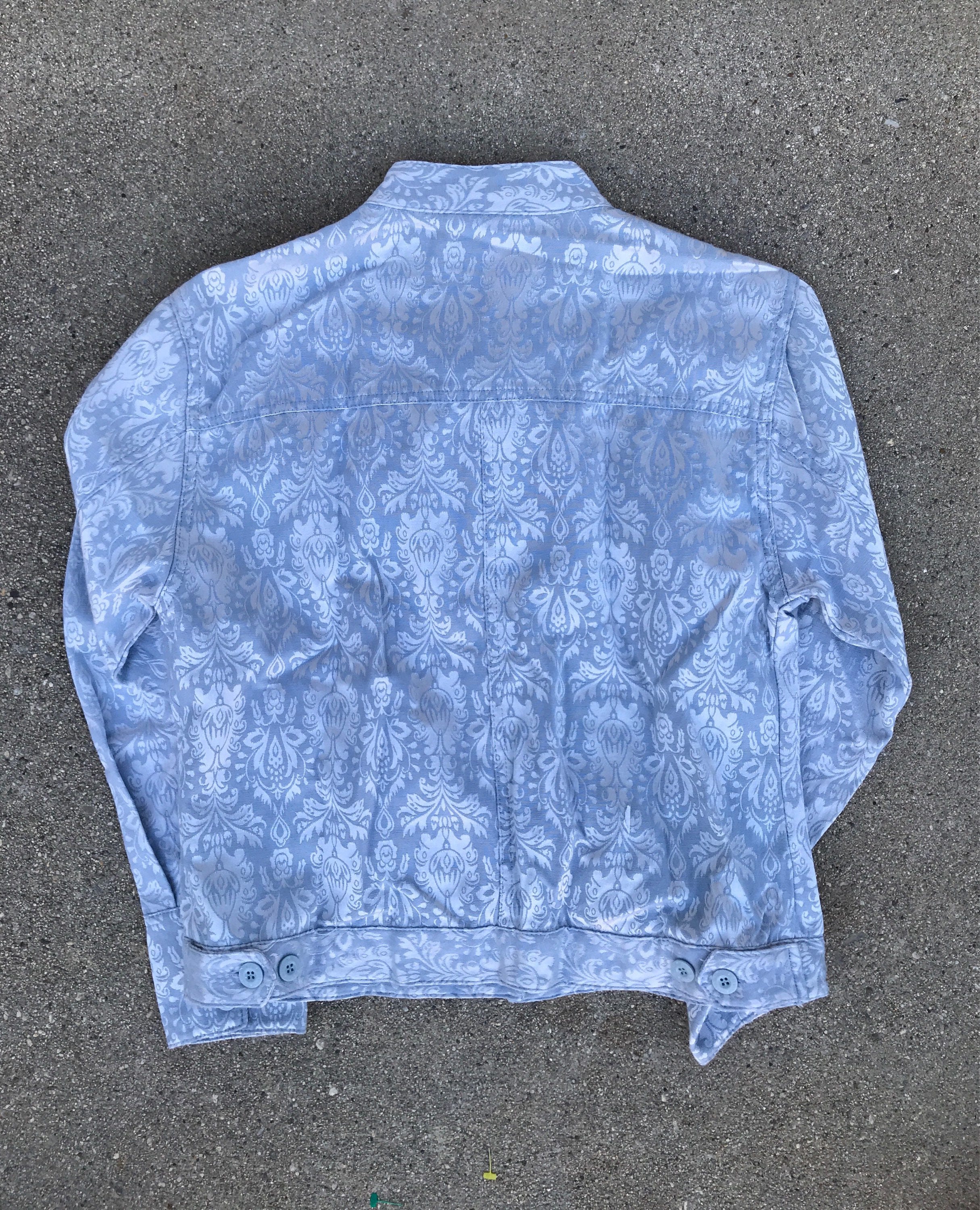 The Vintage Bill Blass Baby Blue Tapestry Print Mandarin Collar Jacket ...