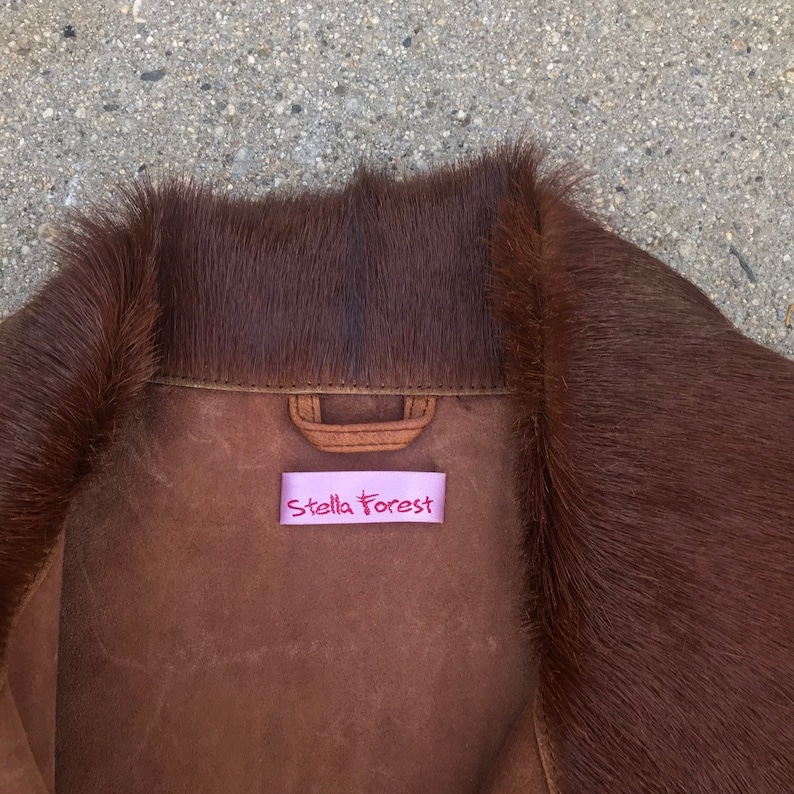 Stella Forest Brown Goat Leather and Hair Vintage Jacket Size 2