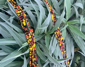 Yellow Orange and Black Vintage Beaded Necklace Set