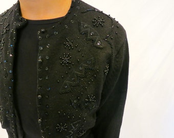 The Beaded Black Cardigan