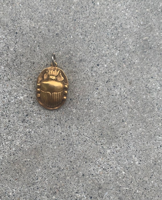 Gold Plated Egyptian Scarab Vintage Pendant - image 4