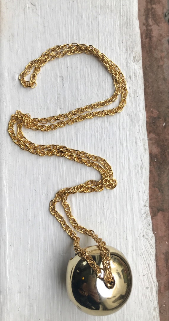 Vintage Gold Plated Bell Long Necklace - image 2