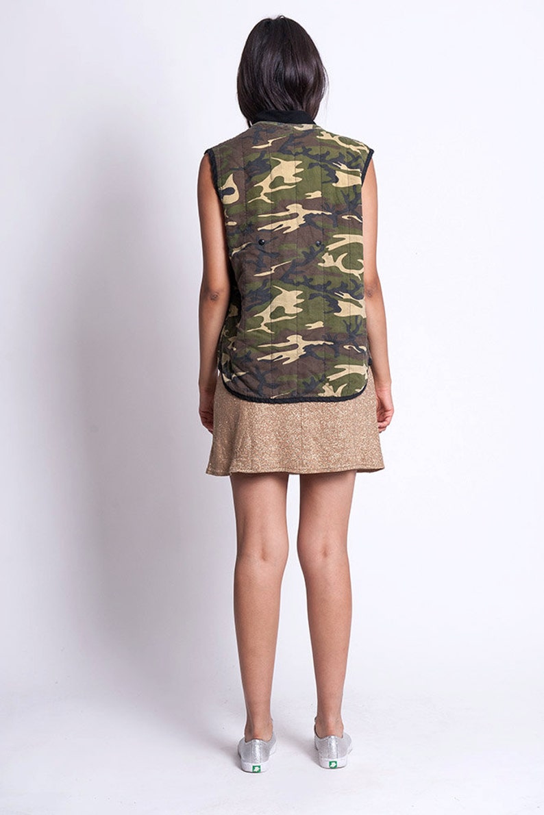 Camouflage Green Camo Print Winter Army Vintage Vest image 3