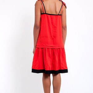 Red & Black Spaghetti Strap Vintage Shift Dress zdjęcie 4