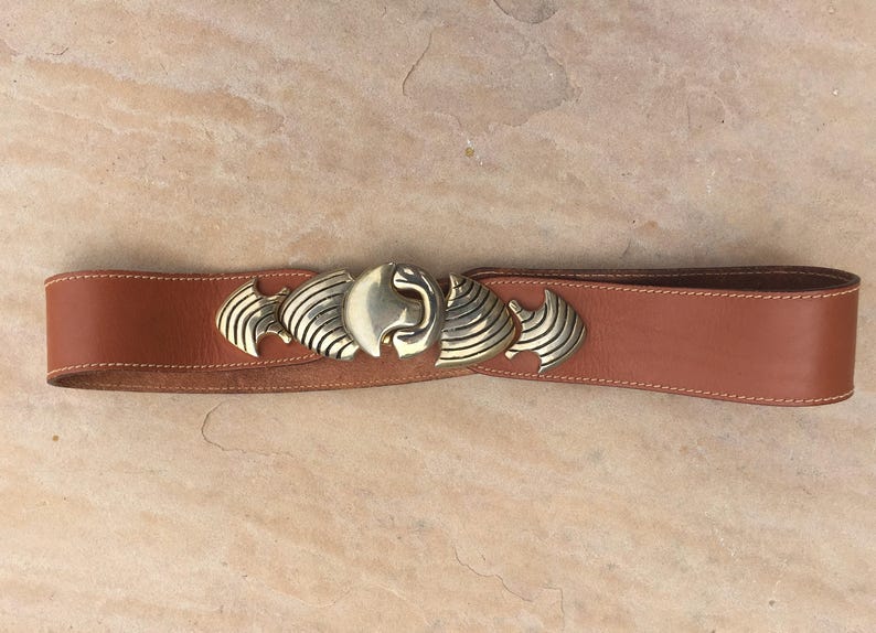 The Vintage Tan Gold Plated Buckle Italian Made Belt