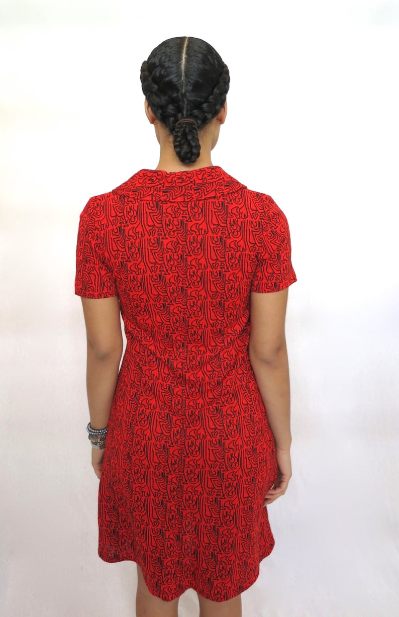 The Red Geometric Print Dress image 5
