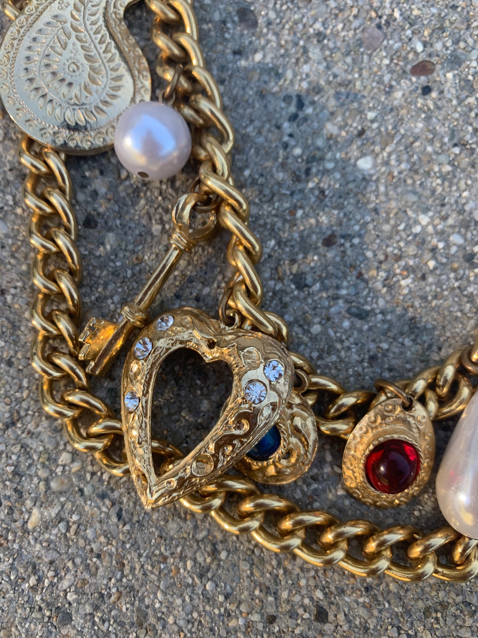 Treasure Chest Gold Plated Costume Jewelry Gemstone Vintage Etsy