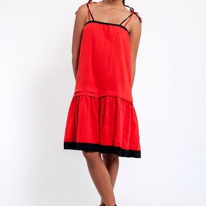 Red & Black Spaghetti Strap Vintage Shift Dress image 1