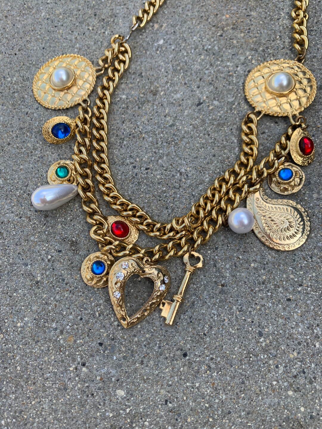 Treasure Chest Gold Plated Costume Jewelry Gemstone Vintage Etsy