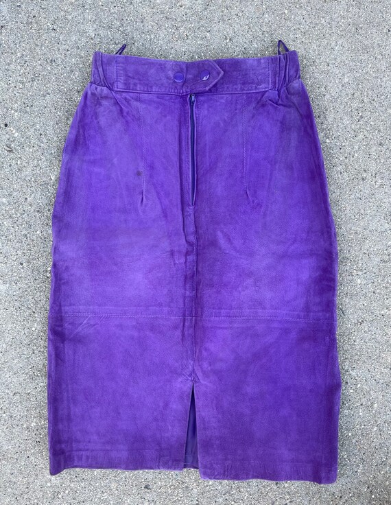 Skove Purple Suede Leather Vintage Pencil Skirt S… - image 5