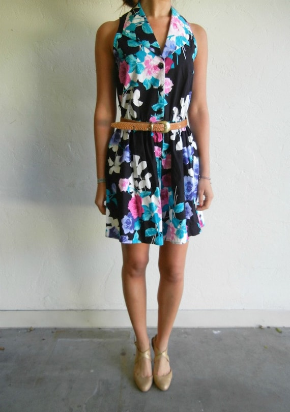 Black Floral Print Romper - image 1