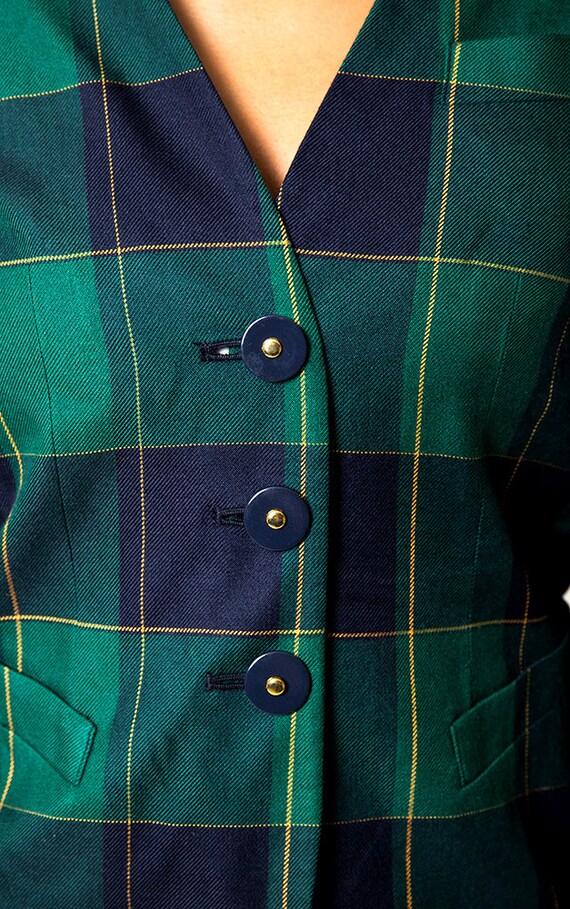 Plaid Green and Blue Preppy Vintage Blazer Jacket Etsy