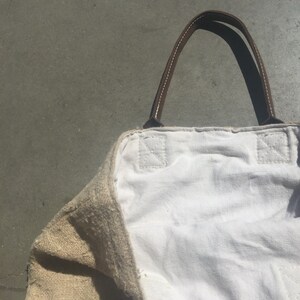 The Beige Tan Linen Lined Summer Beach Tote Handbag 画像 3