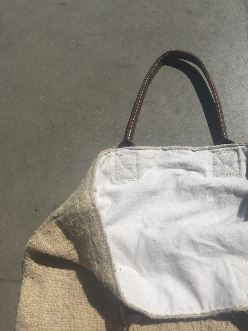 The Beige Tan Linen Lined Summer Beach Tote Handbag Etsy