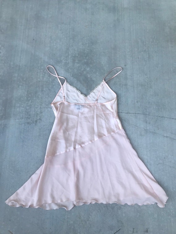 Pastel Pink Vintage Satin Slip Tank Dress Size Me… - image 6