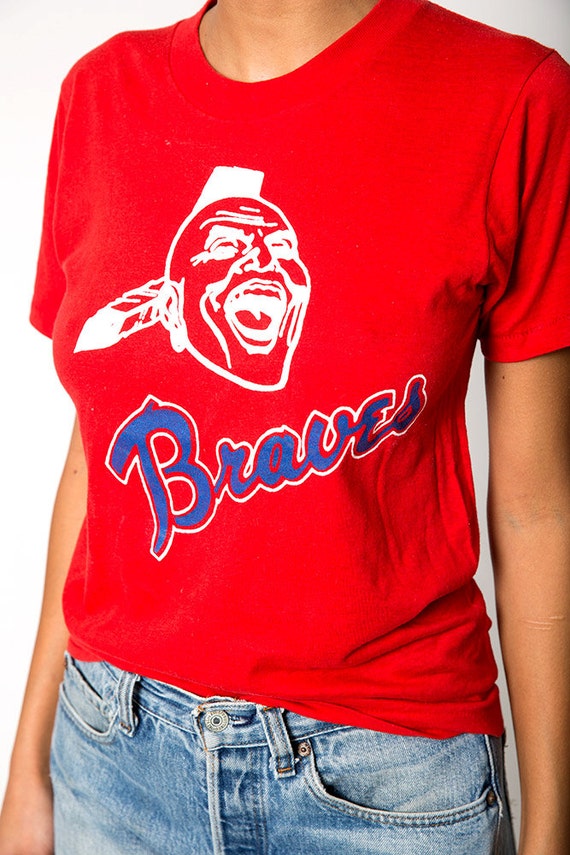 rerunvintage Red Vintage Atlanta Braves Baseball Jersey Tee Tshirt