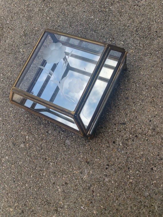 Glass Mirrored Made in Mexico Vintage Jewelry Box… - image 1