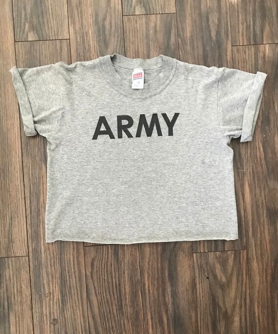 The Vintage Heather Gray Cropped Army Tee Tshirt