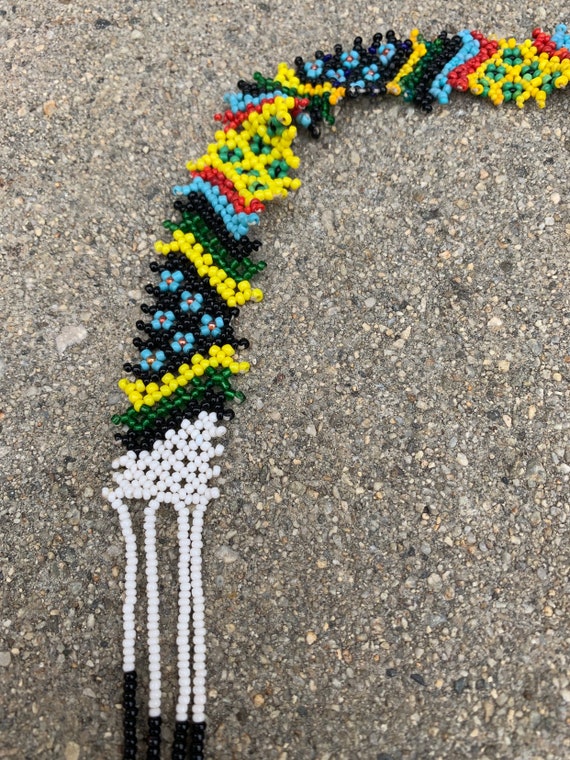 Vintage Beaded African Multicolored Long Necklace - image 2