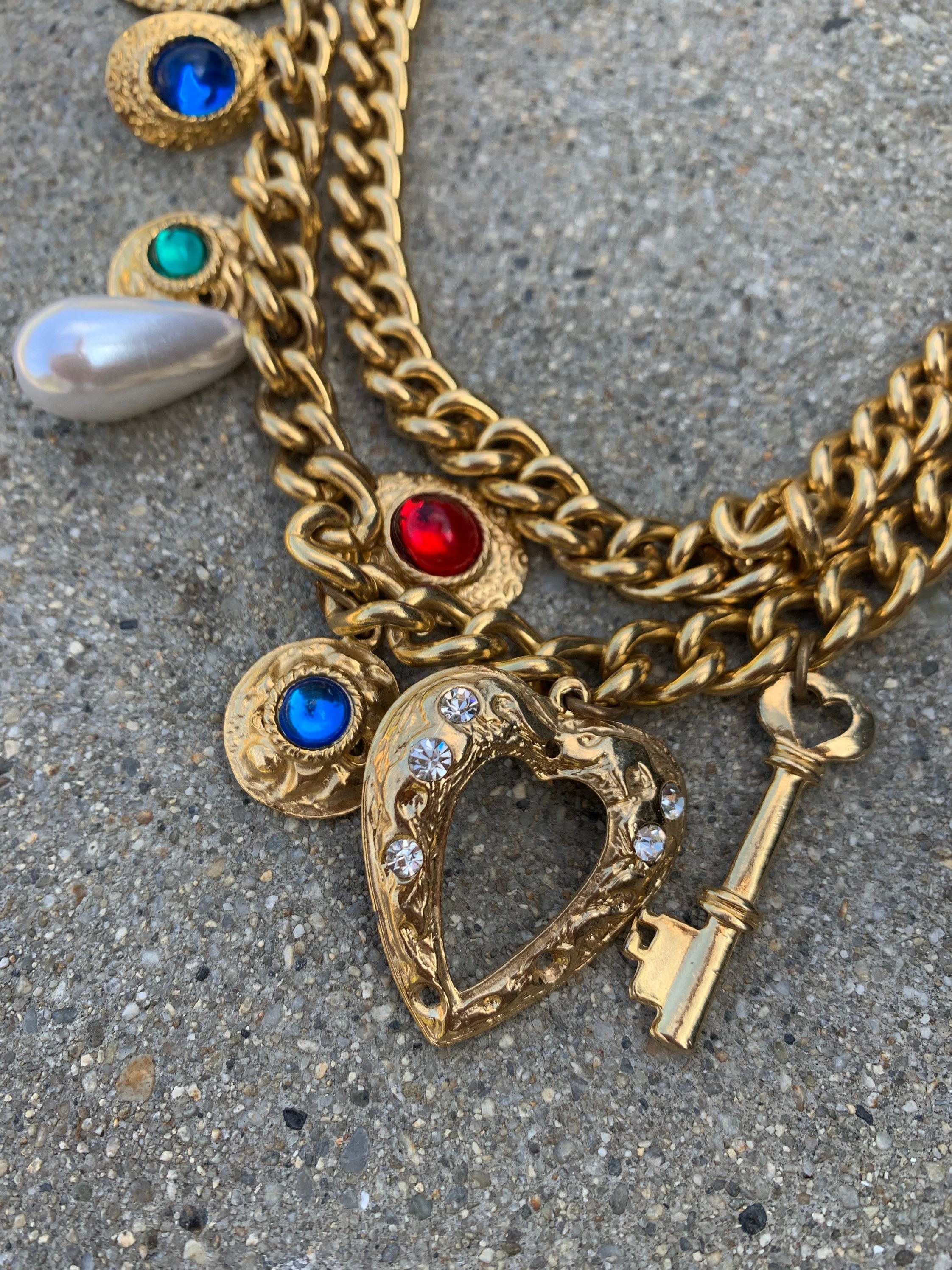 Treasure Chest Gold Plated Costume Jewelry Gemstone Vintage Etsy