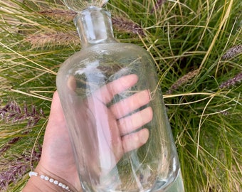 Glass Heavy Large Vintage Bottle With Bottle Stopper