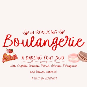 Boulangerie | 手書きフォントデュオ | 筆記体フォント | オールキャップスフォント | 即時ダウンロード | デジタルダウンロード