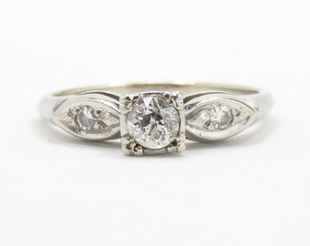Vintage 14k Gold Diamond Engagement Ring; Midcentury Engagement Ring; Vintage Diamond Ring; Retro Diamond Ring; Multistone Ring